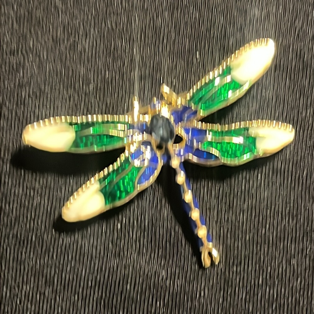 Gold and Green Dragonfly Brooch NWT